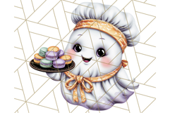 Ghost Café PNG Clipart, Cute Ghost Baristas Halloween Treats Product Image 3