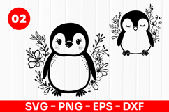 Cute Penguin Cartoon Winter Animal SVG PNG Product Image 1