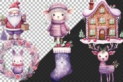 Cute Purple Christmas Clipart Bundle Scandinavian art Product Image 3