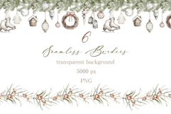 Boho &amp; Scandinavian Christmas Watercolor Seamless Border Set Product Image 1