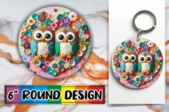 Whimsical Owl 3D Sublimation : Color Burst Art Round Product Image 1