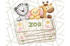 Tiny Zoo Friends Clipart, Cute Cartoon Zoo Animals PNG Product Image 3