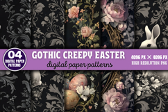 Gothic Creepy Easter Digital Paper PNG Product Image 1