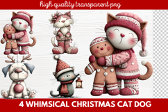 4 Whimsical Christmas Cat &amp; Dog Clipart | Cute Holiday Pet Product Image 1