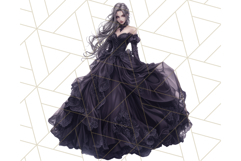 Victorian Gothic Wedding Dress PNG, Dark Bridal Clipart Product Image 3