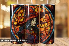 Stained Glass Halloween Witch Tumbler 20 oz Skinny Tumbler Product Image 1
