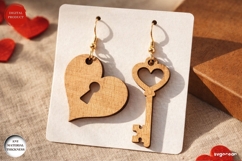 Valentine's Love Lock Earrings SVG | Jewelry | Laser Cut Product Image 1