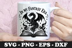 In My Fantasy Era Dragon Rising From Book SVG Design Product Image 1