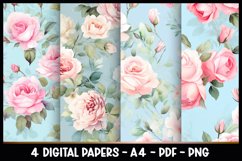 4 Digital Papers Vintage Roses Florals I Vintage Theme Product Image 1