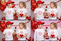 Valentine T Shirt Mockup | Romantic Kids Apparel Mockup PNG Product Image 1