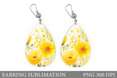Flowers Earring Sublimation. Spring Flowers Earring Design Product Image 1