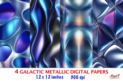 Iridescent holographic digital paper blue galactic metallic Product Image 1