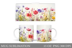 Flowers Mug Sublimation. Wildflowers Mug Design Product Image 1
