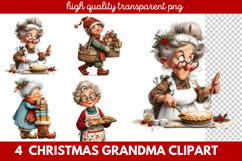 Christmas Grandma Clipart | Cute Holiday Granny PNG Illustra Product Image 1