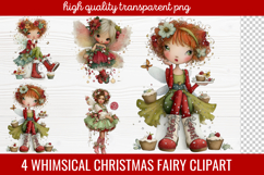 4 Whimsical Christmas Fairy Clipart | Cute Holiday Fairy PNG Product Image 1