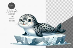 Seal clipart, Antarctic animals clipart, Cute animals Product Image 1
