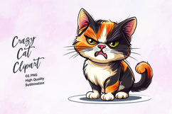 Crazy cat watercolor clipart PNG Product Image 1