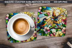 Flowers Coaster Sublimation, Spring Flowers Coaster PNG Product Image 1