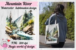Watercolor Mountain River Clipart Product Image 1
