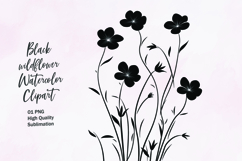 Black wildflower outline clipart sublimation Product Image 1