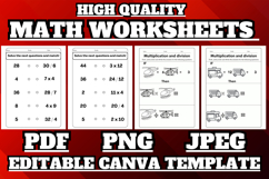 Editable Multiplication and division Math template 2 Product Image 1