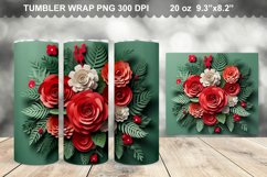 3D Christmas Flowers Wrap Tumbler Design Product Image 1