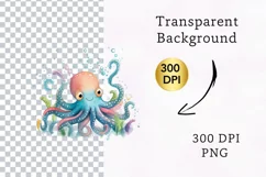 3 PNG octopus clipart, Sea animal clipart Product Image 2