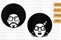 Disco Afro American svg, png Retro Disco 70s afro silhouette Product Image 1