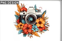 Floral Camera Sublimation PNG Design - Sublimation Design Product Image 1