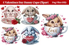 Valentines Day Bunny Cups Clipart PNG Product Image 1