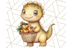 Fall Dinosaur PNG Clipart with Autumn Elements, Cute Dino Product Image 3
