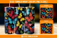 3D Cute Butterfly Tumbler Wrap Designs, Sublimation Wrap Product Image 1