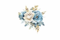 Blue and Gold Sparkling Roses clipart Product Image 11