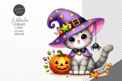 Halloween clipart, Cat clipart, Autumn clipart, Product Image 1