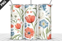 Flowers Tumbler Wrap | Sublimation Design | Tumbler PNG Product Image 1