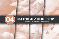 Rose Gold Stars Digital Paper Product Image 1