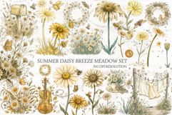 Summer Daisy Breeze Meadow Set Clipart Product Image 1