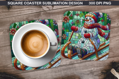 Snowman Coaster Sublimation, Christmas Coaster PNG Design Product Image 1