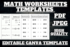 Editable Subtraction and addition Math worksheets template 9 Product Image 1
