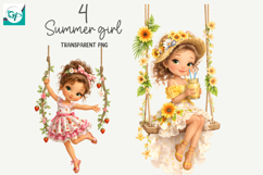 Whimsical Summer Fruit Girls Clipart, Summer Girls Clipart Product Image 2