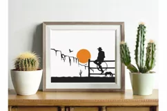Cowboy silhouette svg, Arizona desert svg cut, Country farm Product Image 4