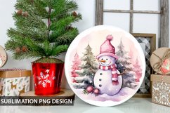 Christmas Snowman Round Sign - Snowman Round Sublimation Product Image 1