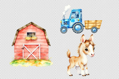 Watercolor Farm Animals and Farmer Kids Clipart Bundle. Product Image 4