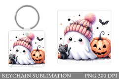Cute Ghost Keychain Design. Cute Ghost Sublimation Product Image 1
