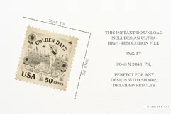 Vintage 1950 Summer Postage Stamps PNG Clipart Product Image 7