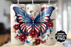 Butterfly Tumbler Wrap for Sublimation - 4th of july Tumbler Product Image 1