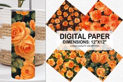 Orange Roses Flowers Digital Paper - Flowers Background Product Image 1