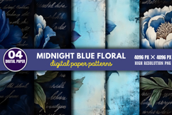 Midnight Blue Floral Backgrounds Bundle PNG Product Image 12