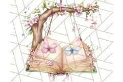 Bookish Fairy PNG Clipart, Whimsical Reading Elements Png Product Image 3
