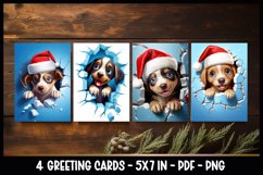 Dogs peeking out of a cracked ice I Greeting Cards Product Image 2